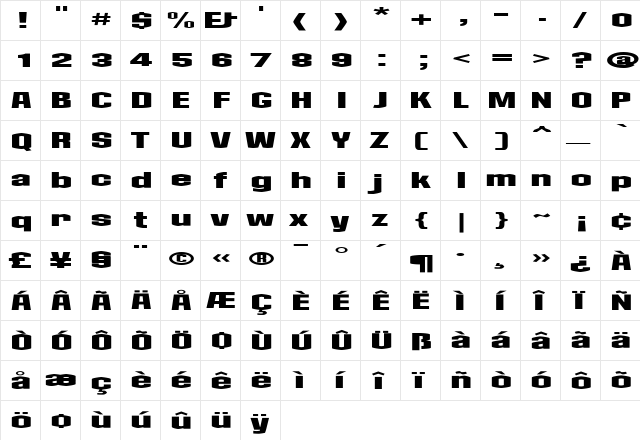 Collos Regular  glyph index