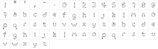 CK Rubber Pencil Regular  glyph index