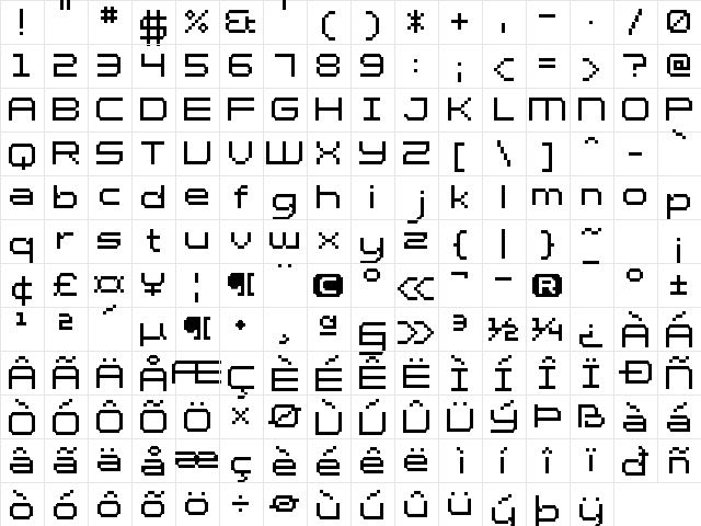 UF PT Factus Regular  glyph index