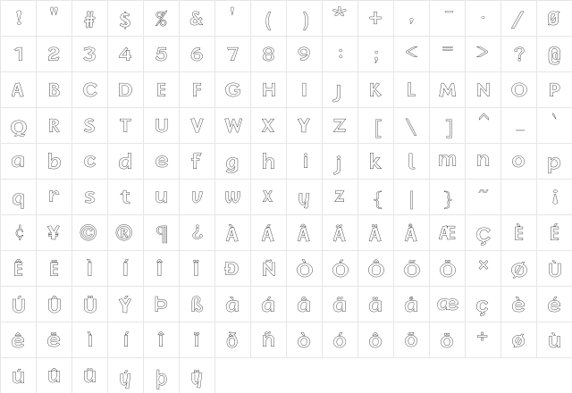 FZ BASIC 14 HOLLOW Normal  glyph index