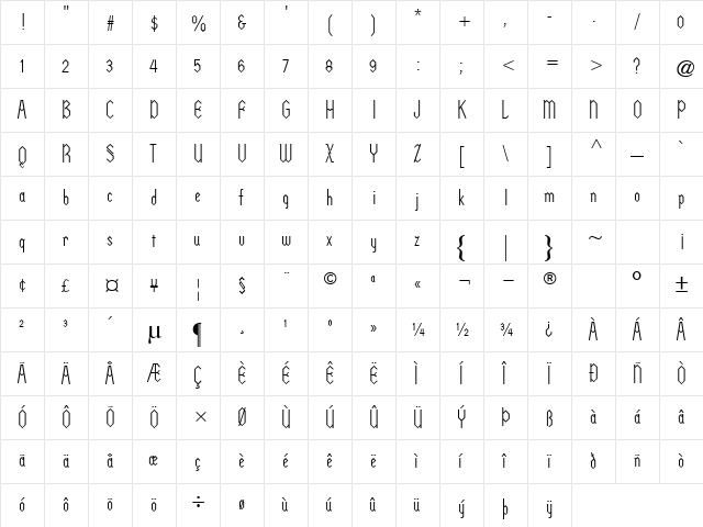 Basque Regular  glyph index