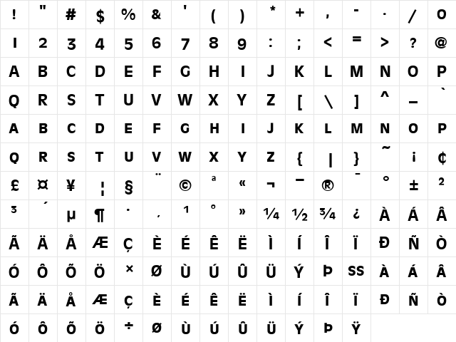 Antique Olive SC T Regular  glyph index