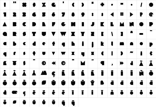 Milford Regular  glyph index