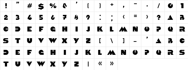 Kvadrat Regular  glyph index