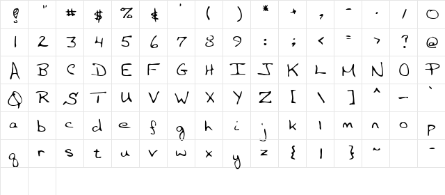 Marsett Regular  glyph index