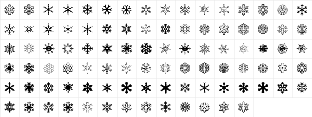 WWFlakes Regular  glyph index