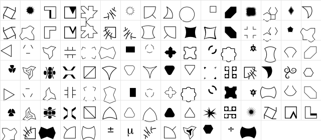 Creativ Regular  glyph index