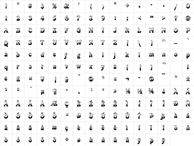 URWCardanusD Regular  glyph index