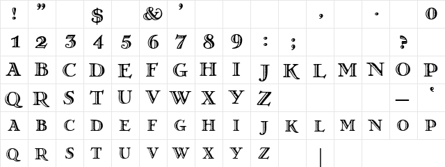 GrekoDeco Regular  glyph index