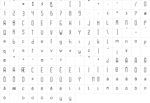 NOROESTE Regular  glyph index