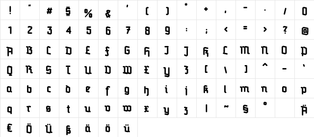 Redifraktur BETA Bold Regular  glyph index