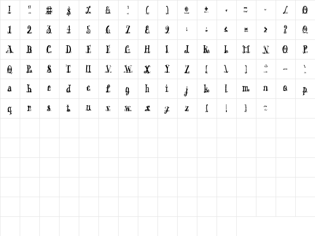 LD Lawn Regular  glyph index