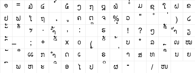 Laotian (Faluang) Regular  glyph index