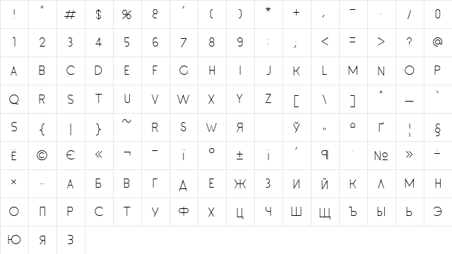 Inset1 Normal  glyph index
