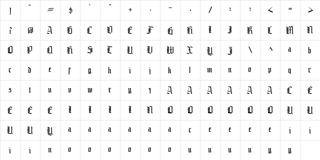 Fountencil DEMO Regular  glyph index