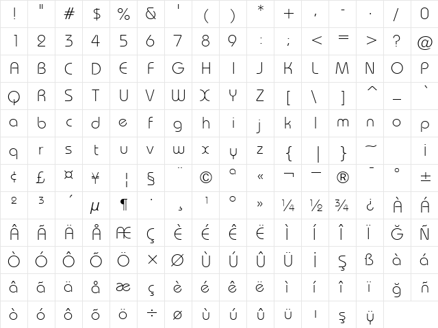 00299 Regular  glyph index