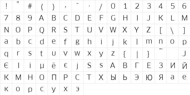 ClanPro Book  glyph index