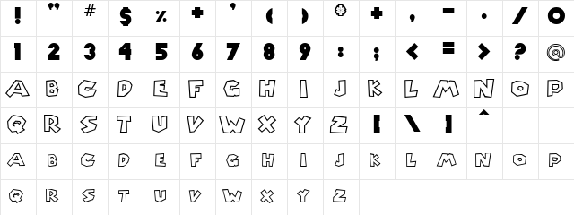 Cheminov Maquintosh Regular  glyph index