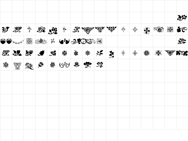 Printers Ornaments One Regular  glyph index