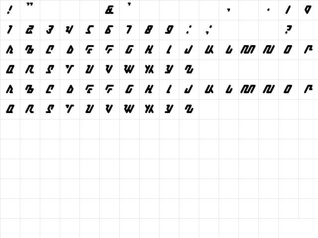 KAGENA Regular  glyph index