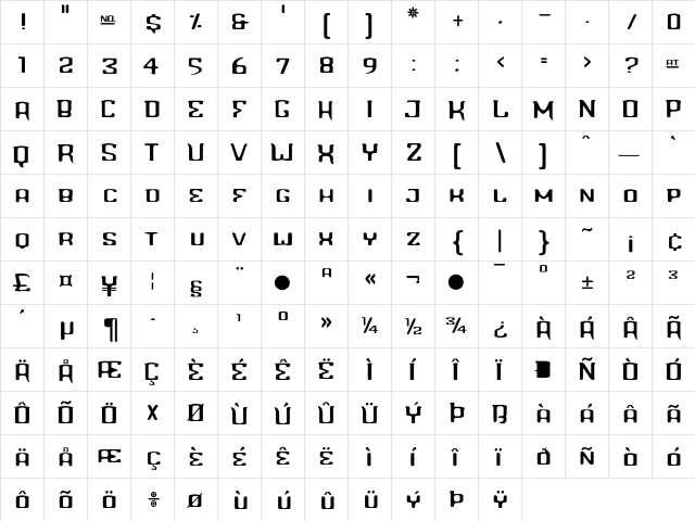 LBlinddate Regular  glyph index