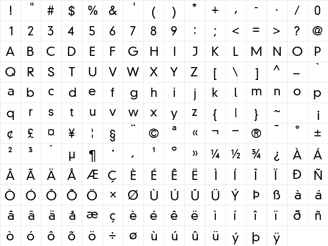 ReductoLightSSK Regular  glyph index
