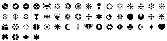 wmshapes1 Regular  glyph index