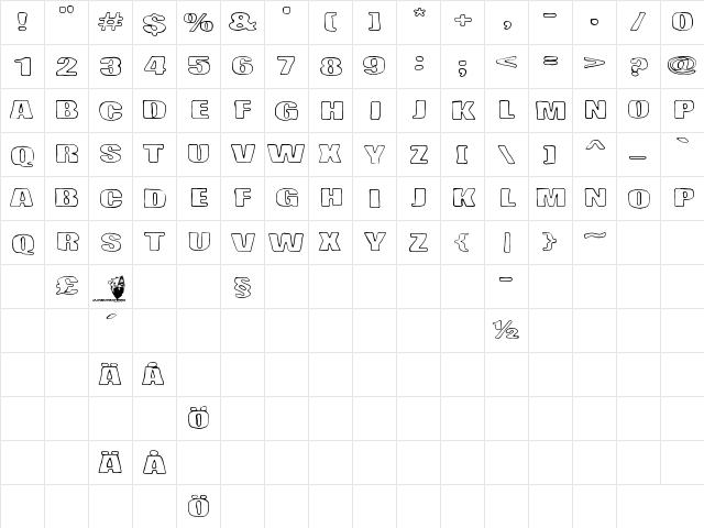 Lasihiekka Regular  glyph index