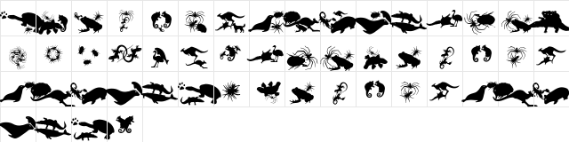 LetsDance Regular  glyph index