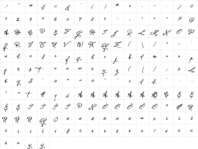 Herencia Regular  glyph index
