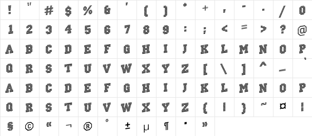 a_CampusMarineUp Regular  glyph index