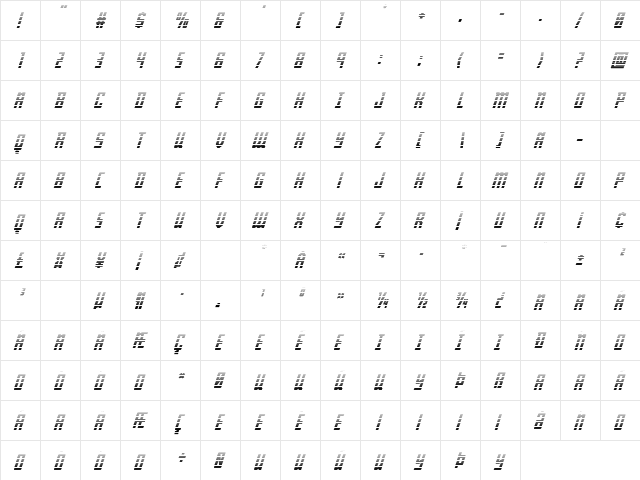 Young Patriot Gradient Italic Italic  glyph index