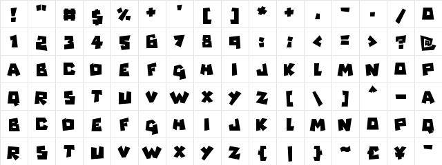 Monsterz Regular  glyph index