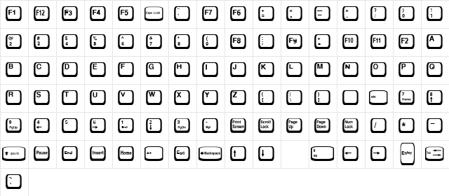 Compkey2 Regular  glyph index