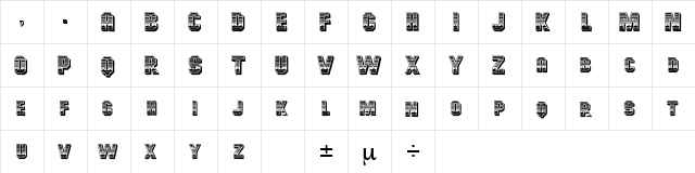 Peeve 1 Regular  glyph index