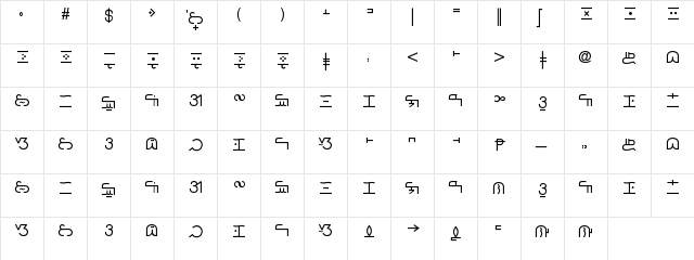 Basahan Linear -Normal Regular  glyph index