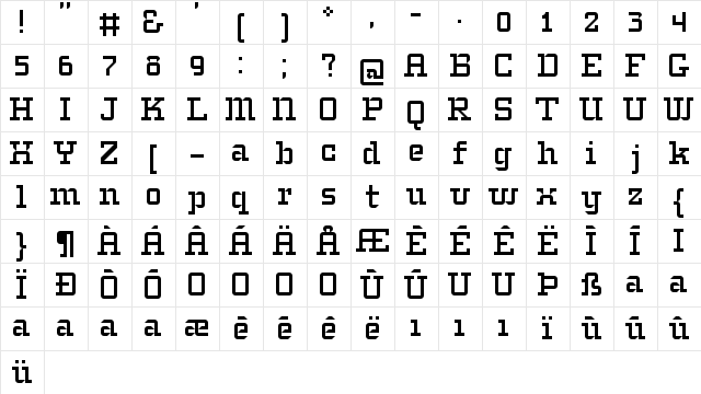SlabStruct Too Regular  glyph index