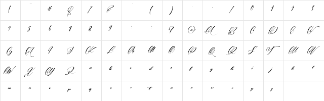 Wedding Party Regular  glyph index