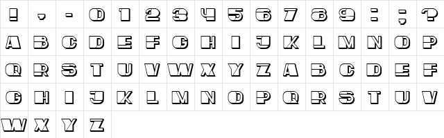 Mafia Hollow Regular  glyph index