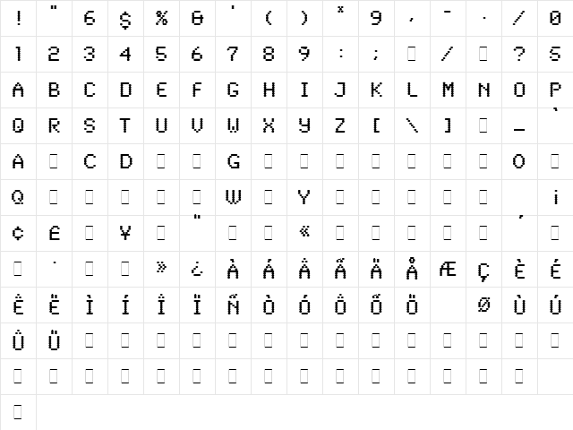 Synchro LET Plain  glyph index
