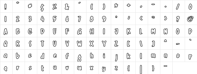 Ghoust Outline Regular  glyph index