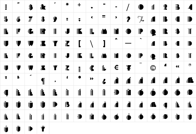 Backstage-PassA Regular  glyph index