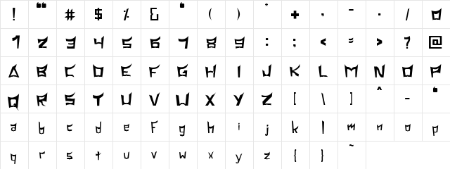 Pagadang Regular  glyph index