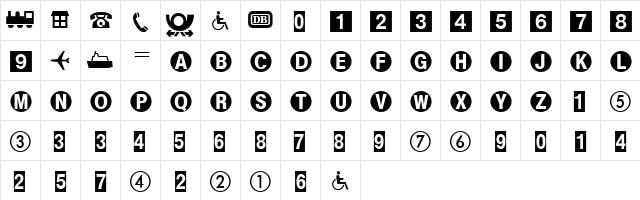 Bundesbahn Pi Regular  glyph index