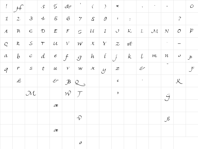 Florence Regular  glyph index