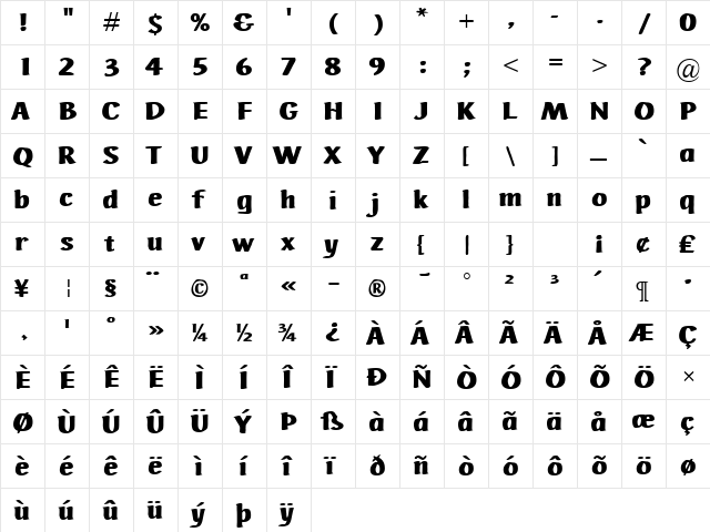 Ad Hoc Bis Regular  glyph index