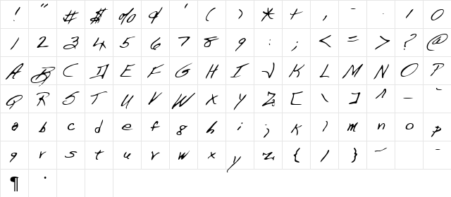 Dart Regular  glyph index
