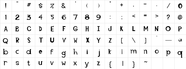 special product Regular  glyph index