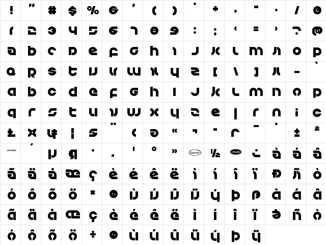 Kovacs Title Regular  glyph index
