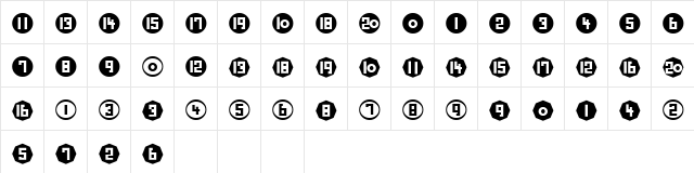 Number Plain  glyph index